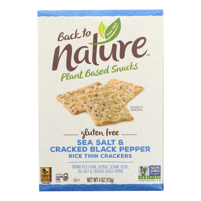 Back To Nature Crackers - Sea Salt And Cracked Black Pepper Rice - Case Of 12 - 4 Oz.
