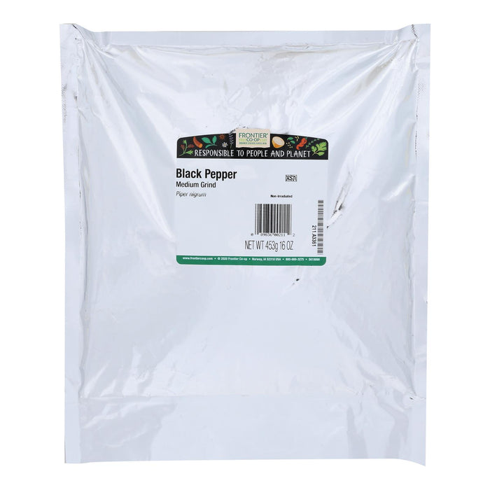 Frontier Herb Pepper Black Medium Grind Dustless 30 Mesh - Single Bulk Item - 1lb.