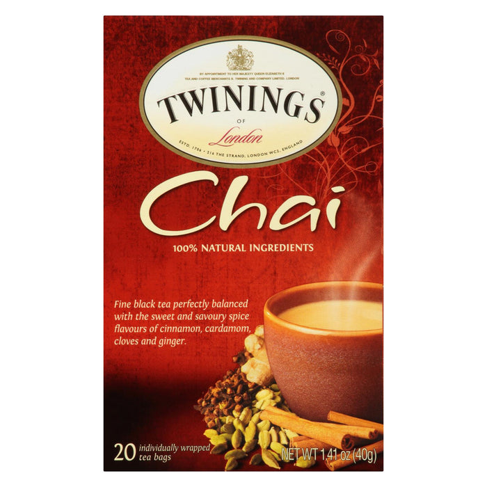Twinings Tea Chai - Case Of 6 - 20 Bags.