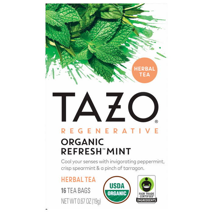 Tazo Tea -Herbal Tea Organic Refresh Mint - Case Of 6-16 Bags