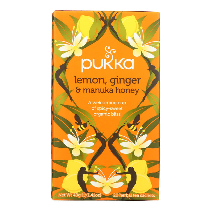 Pukka -Tea Organic Lemon Ginger Manuka Honey - Case Of 4-20 Bags