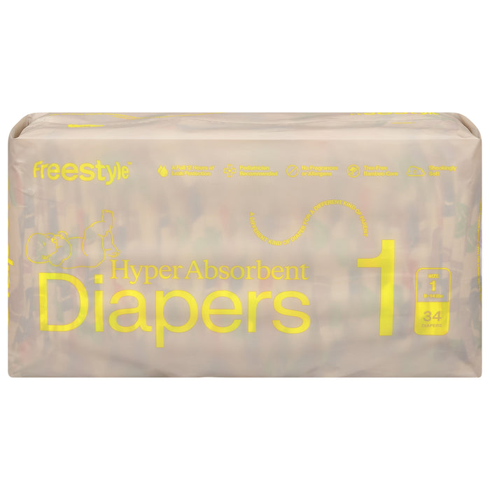 Freestyle - Diapers Baby.size 1 . Case Of 6-34 Ct