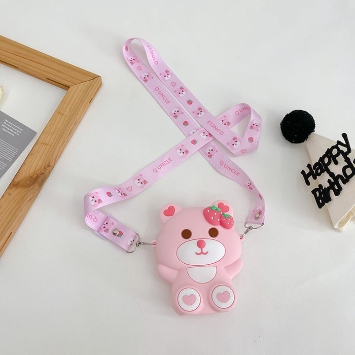 Children's Cartoon Strawberry Bear Shoulder Bag