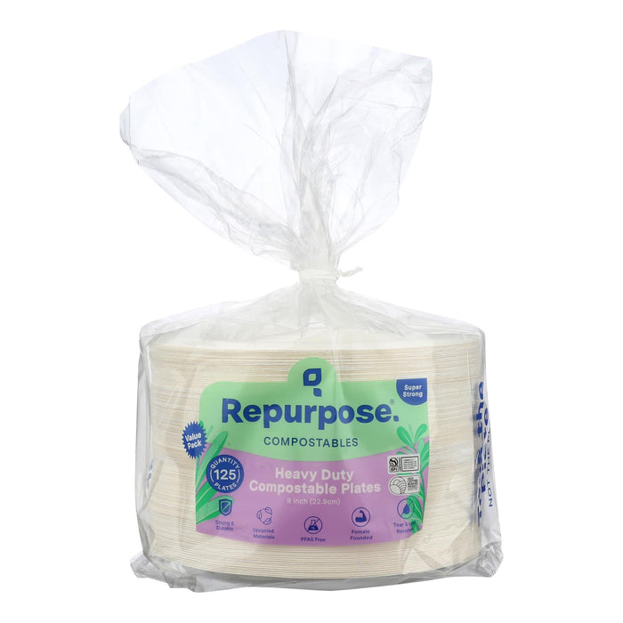 Repurpose Heavy Duty Compostable Plates - Case of 4 (125 Count)