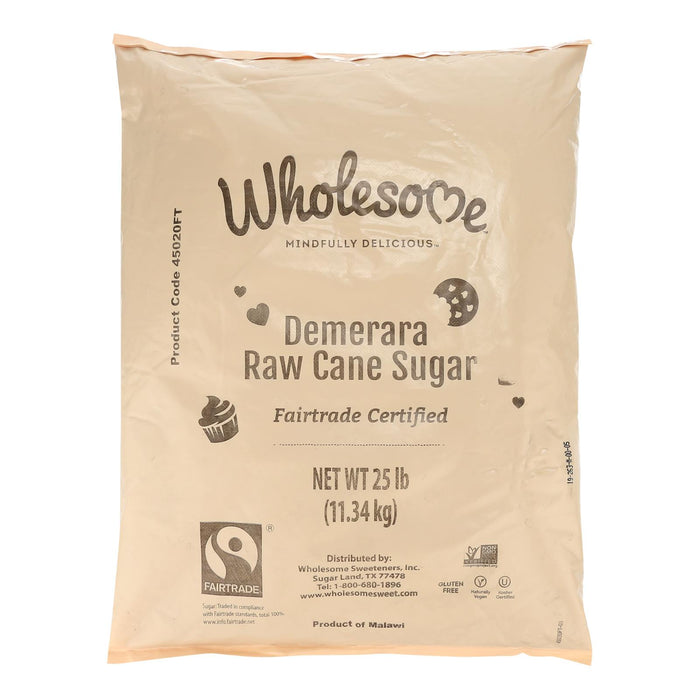 Wholesome Sweeteners Turbinado Sugar Raw Cane Sugar - Single Bulk Item - 25 lb