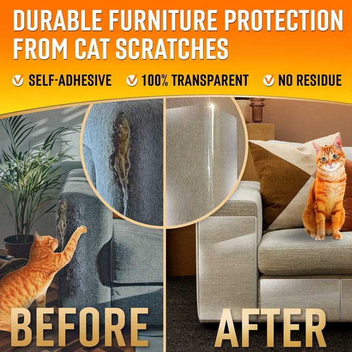 Heavy Duty Cat Scratch Deterrent Furniture Protectors for Sofa Doors Clear Couch Protectors from Cats Scratching Anti Cat Scratch Tape Guards 16 Sheets