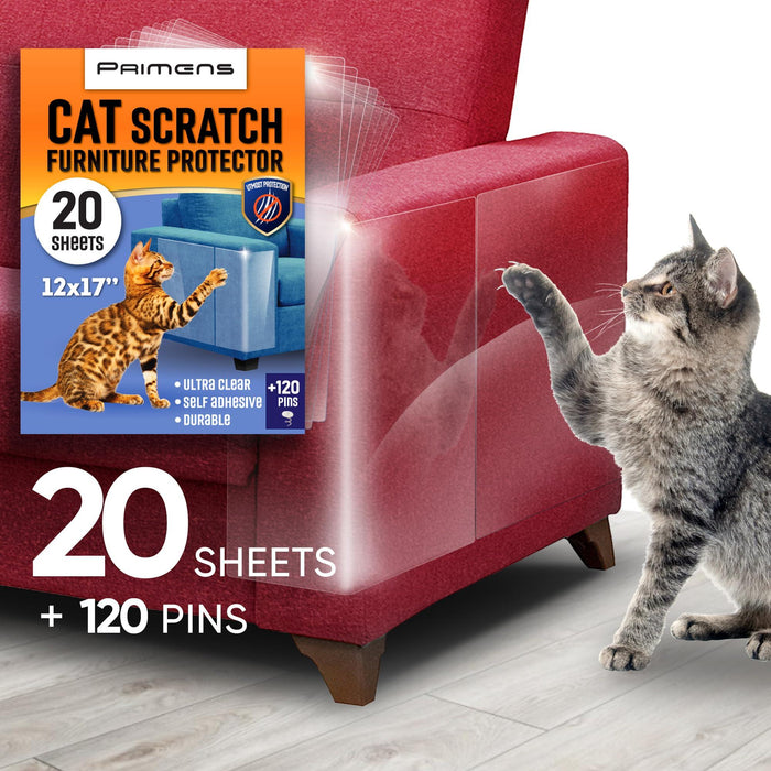 Heavy Duty Cat Scratch Deterrent Furniture Protectors for Sofa Doors Clear Couch Protectors from Cats Scratching Anti Cat Scratch Tape Guards 20 Sheets