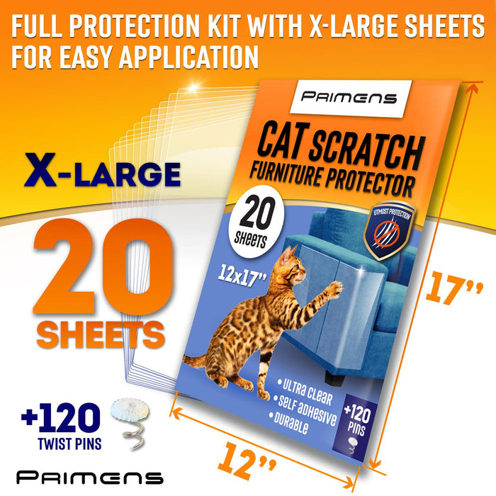 Heavy Duty Cat Scratch Deterrent Furniture Protectors for Sofa Doors Clear Couch Protectors from Cats Scratching Anti Cat Scratch Tape Guards 20 Sheets