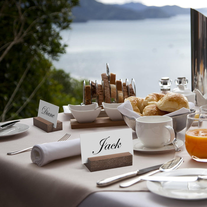 12 Pack Wood Place Card Holder   Small Place Card Holders for Table   Brown Table Number Holders for Wedding   Table Sign Holders   Picture   Wooden Photo Holders for Tables   Mini Place Card Stands