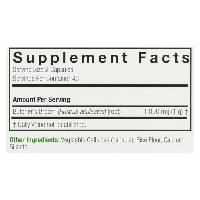 Nature's Answer - Butcher's Broom Root - 90 Vegetarian Capsules.