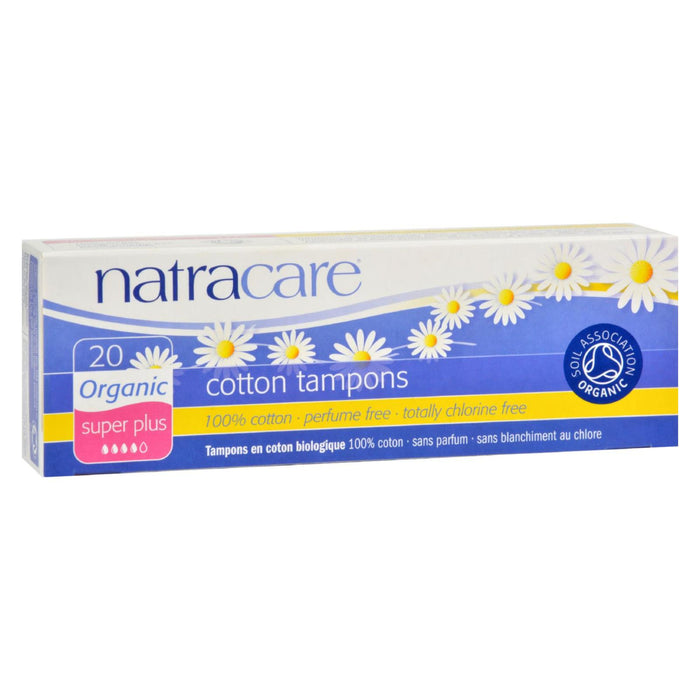 Natracare 100% Organic Cotton Tampons - Super Plus - 20 Pack.