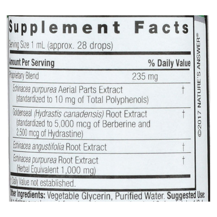 Nature's Answer - Echinacea-goldenseal - Alcohol Free - 1 Oz.
