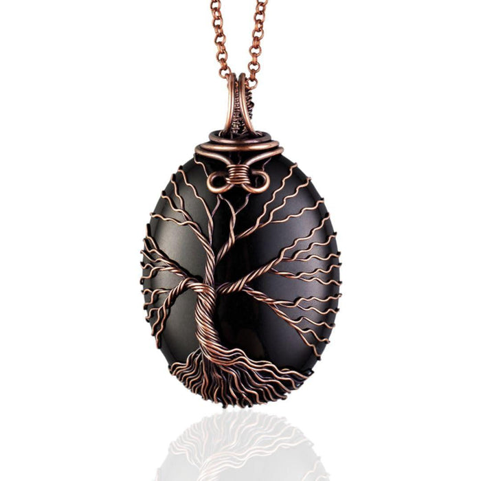 Tree of life black onyx pendant necklace   Unique copper jewelry for men and women Anniversary present Birthday gift ideas for him and her Spiritual gifts for husband wife dad mom brother boyfriend