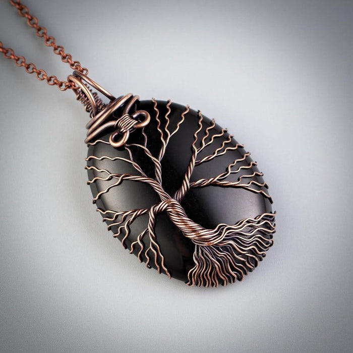Tree of life black onyx pendant necklace   Unique copper jewelry for men and women Anniversary present Birthday gift ideas for him and her Spiritual gifts for husband wife dad mom brother boyfriend