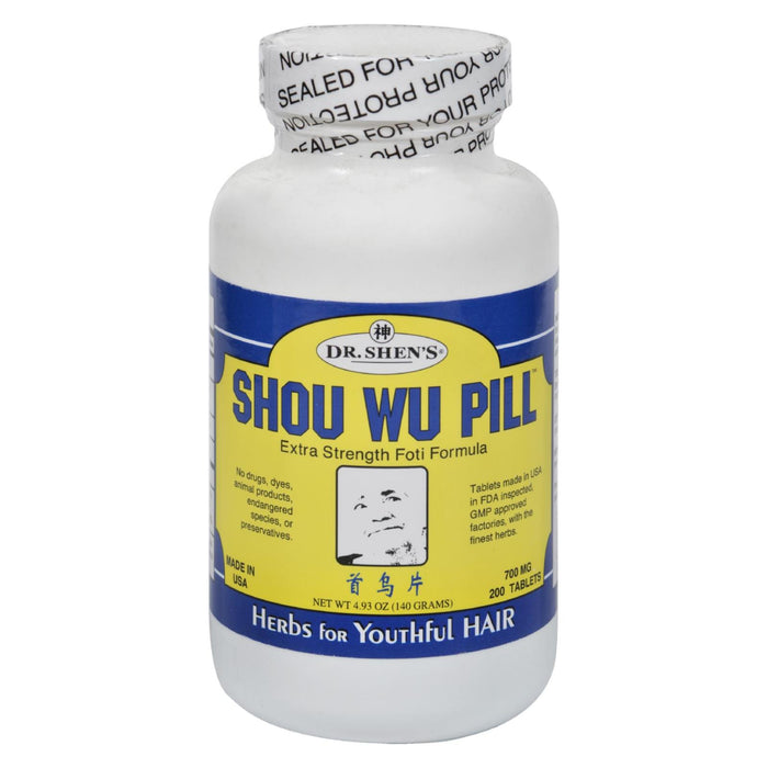 Dr. Shen's Shou Wu Youthful Hair Pill - 700 Mg - 200 Tablets.