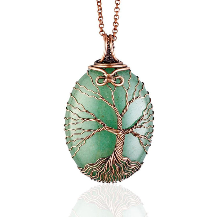 Green aventurine tree of life pendant necklace   Unique copper jewelry for women and men anniversary present Birthday gift ideas for him and her Spiritual gifts for wife husband mom dad sister grandma