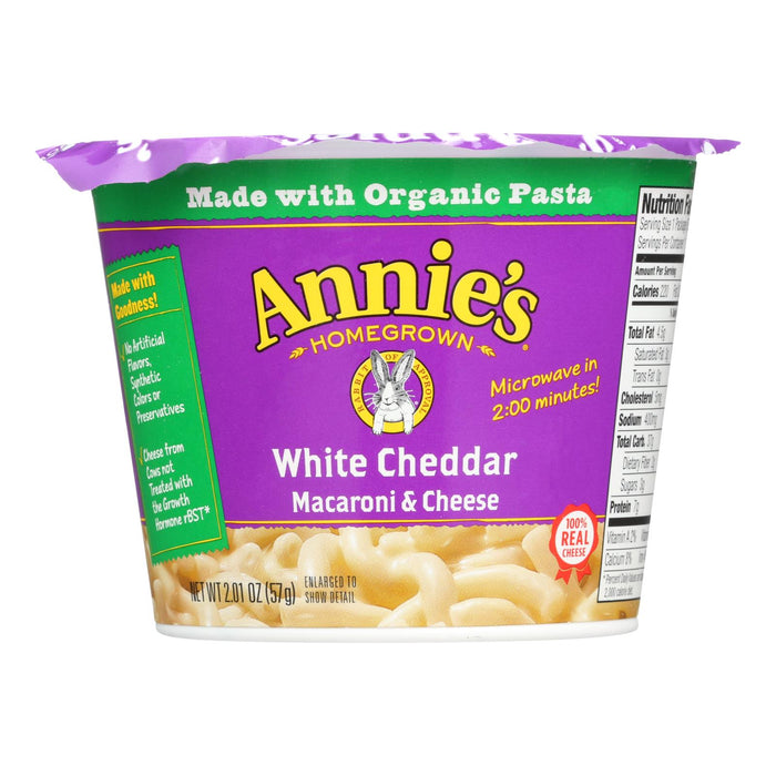 Annie's Homegrown White Cheddar Microwavable Macaroni And Cheese Cup -Case Of 12 - 2.01 Oz.
