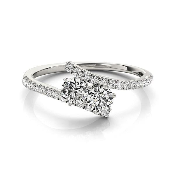 Two Stone Bypass Diamond Ring in 14k White Gold (3/4 cttw).