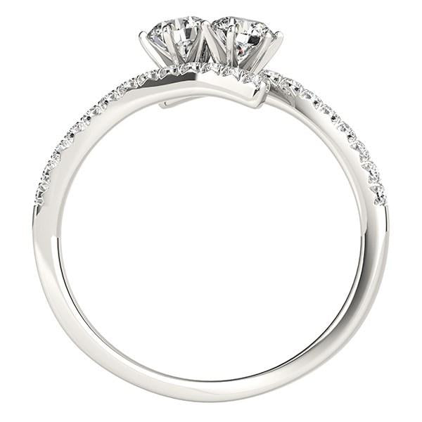 Two Stone Bypass Diamond Ring in 14k White Gold (3/4 cttw).