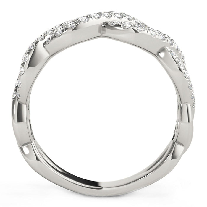 Diamond Studded Interlocking Waves Ring in 14k White Gold (5/8 cttw).