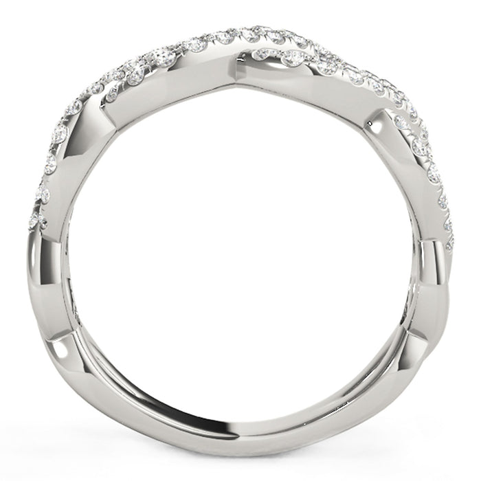 Diamond Studded Interlocking Waves Ring in 14k White Gold (5/8 cttw).