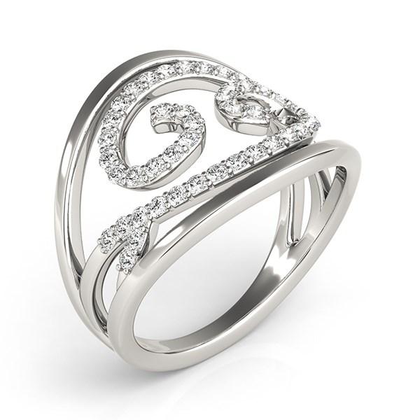 Swirl Design Diamond Ring in 14k White Gold (1/2 cttw).