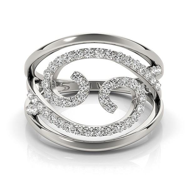 Swirl Design Diamond Ring in 14k White Gold (1/2 cttw).
