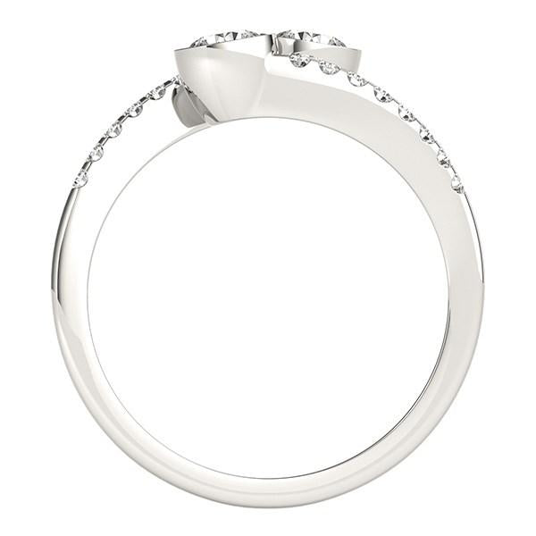 14k White Gold Round Bezel Setting Two Stone Diamond Ring (5/8 cttw).