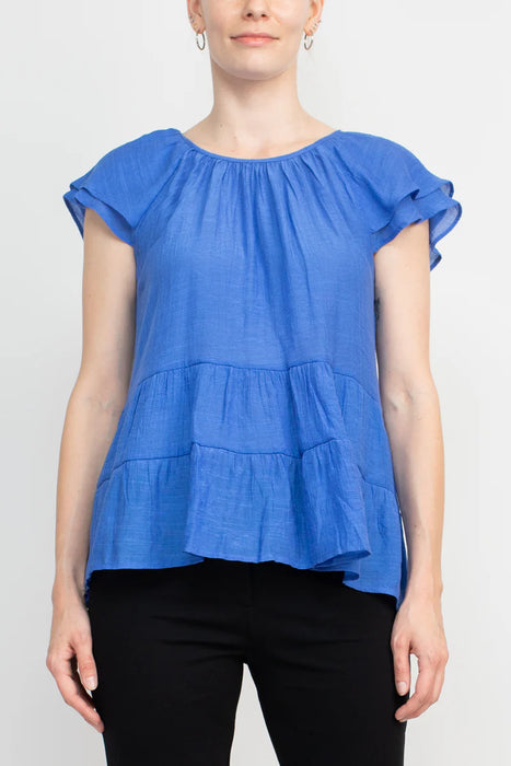 Counterparts Crew Neck Cap Sleeve Ruched Rayon Top