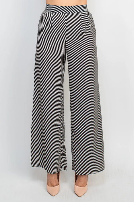 Philosophy Mid Waist Pull On Wide Leg Pleat Front Encased Elastic Back Woven Pants