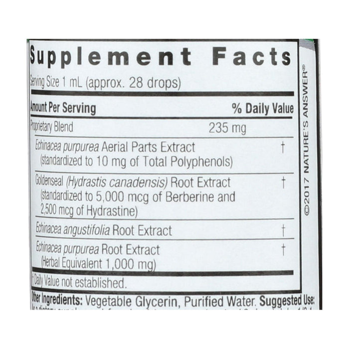 Nature's Answer - Echinacea-goldenseal - Alcohol Free - 1 Oz.