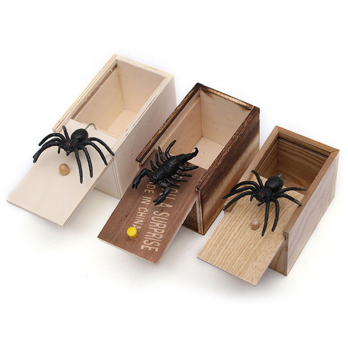 Prank Spider Wooden Scare Box Trick Play Joke Lifelike Surprise April Fools' Day Funny Novelty Toys Gags Practical Gifts