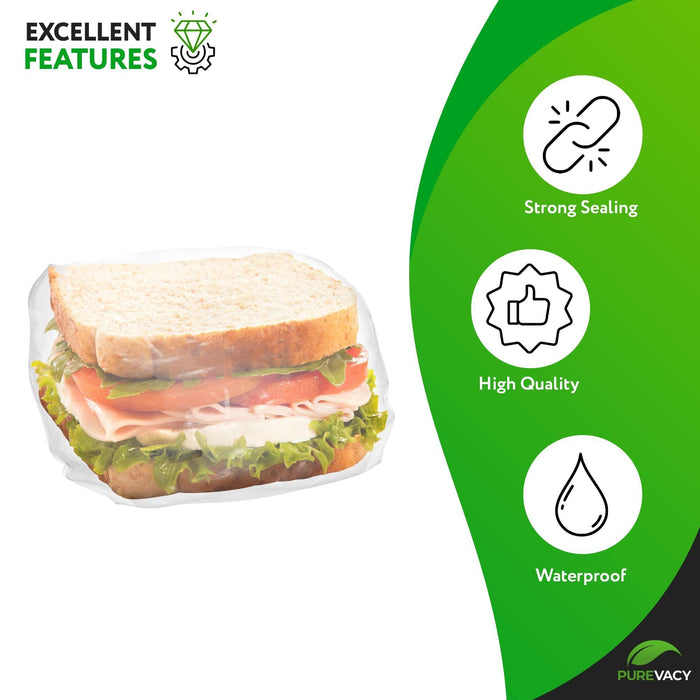 Fold Top Plastic Sandwich Bags 6.75 x 6.75 Inches. Pack of 2000 Clear Plastic Sandwich Baggies with Flip Top Closure. 0.36 Mil Thick Polyethylene Waterproof Sandwich Bags Fold Over