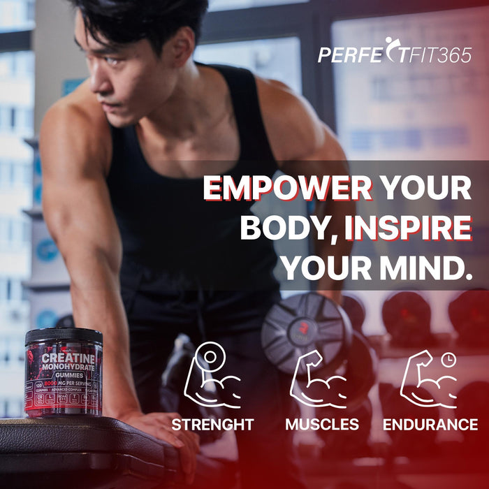 Creatine Monohydrate Gummies Complex 8000mg with L-Carnitine & Taurine, Flavored Creatine for Women and Men with Raspberry, Blueberry & Blackberry Taste, Pre Workout Gummies for Men and Women - 120pcs