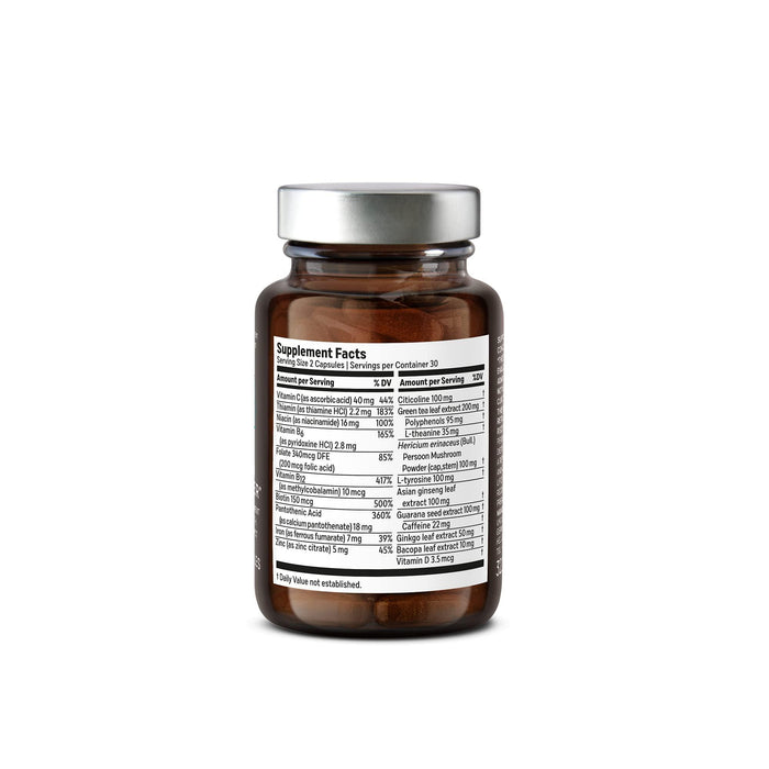 N°4 Brain Booster   Nootropics Brain Support Supplement for Memory & Focus   Lions Mane Bacopa Monnieri Ginkgo   Brain Vitamins & Memory Pills   60 Capsules