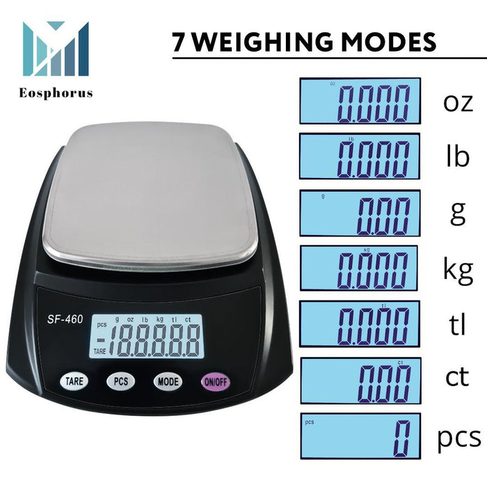 Ounce Carat and Gram Scale 0.01g Accuracy Digital Balance Laboratory Scales Scientific Scale Lab Balance 600g   USB Charger and AC DC Adapter Included