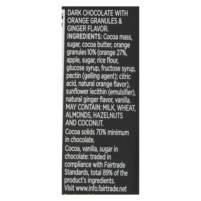 Divine - Bar Dark Chocolate 70% Gng/orng - Case Of 12 - 3  Oz