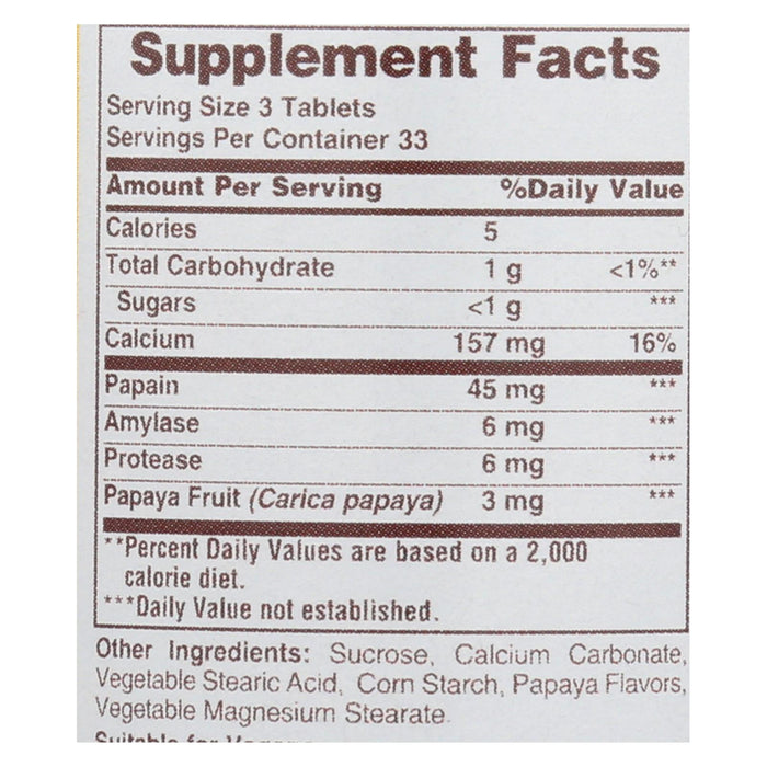 American Health - Original Papaya Enzyme - 100 Tablets.