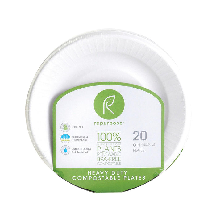 Repurpose Compostable Bagasse Plates - Case Of 24 - 20 Count.