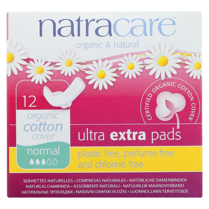 Natracare Ultra Extra Pads W/wings - Normal -  12 Count.