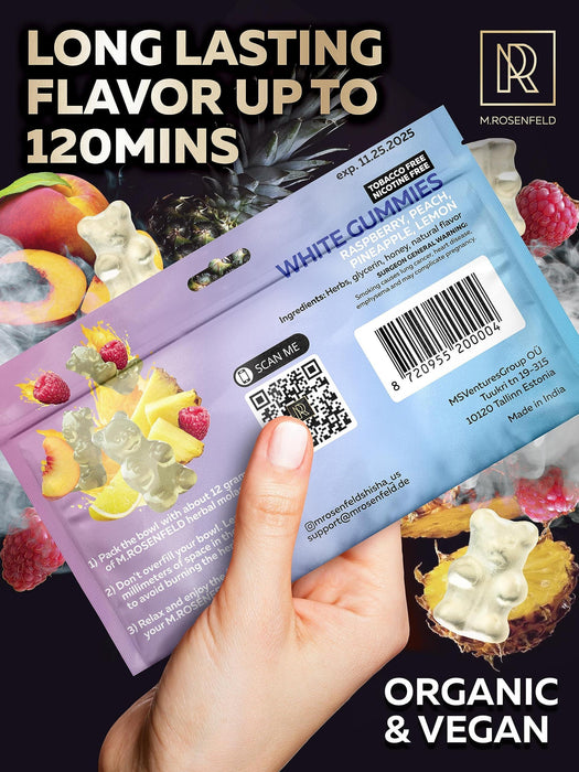 Shisha Hookah Flavors Nicotine Free White Gummies Herbal   3.5 ounce   100 Gram Hookah Shisha Tobacco Free Hookah Tobacco & Nicotine Free Shisha   Shisha Hookah Flavors (Pack of 1)