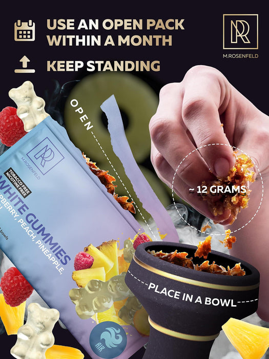 Shisha Hookah Flavors Nicotine Free White Gummies Herbal   3.5 ounce   100 Gram Hookah Shisha Tobacco Free Hookah Tobacco & Nicotine Free Shisha   Shisha Hookah Flavors (Pack of 1)