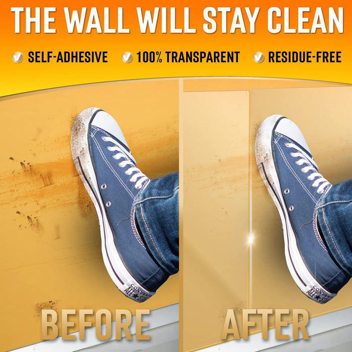 Wall Protector Sheets for Painted Wall. Clear Plastic Adhesive Film Stickers for Kitchen & Office from Oil Backsplash Trash Chair Back Furniture Scuff. Door Guards Shield Dog Contact Paper