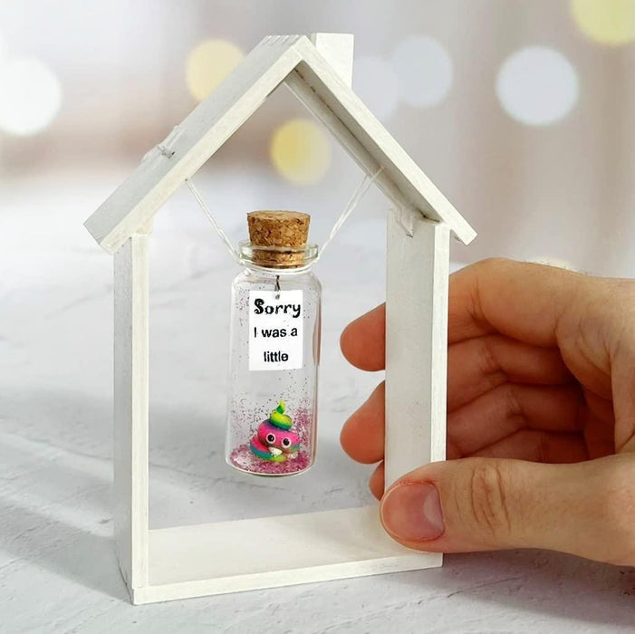 I'm Sorry Gifts for Her and Him   Personalised Apology Gift   Cute Poop in a Jar and Sorry Card   Forgive Me Present Idea (in White Wood Frame Sorry I was a little   Rainbow Poop)