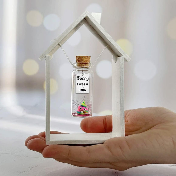 I'm Sorry Gifts for Her and Him   Personalised Apology Gift   Cute Poop in a Jar and Sorry Card   Forgive Me Present Idea (in White Wood Frame Sorry I was a little   Rainbow Poop)