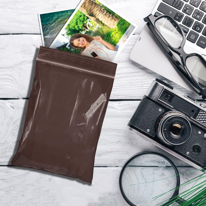 Amber Zip Bags 4 x 6 Inch. Brown Poly Zip Bags for Storage 100 Pack. Polyethylene Plastic Bags Resealable 3 Mil. Water Resistant Poly Zipper Bags. Plastic Zipper Bags for Electronics