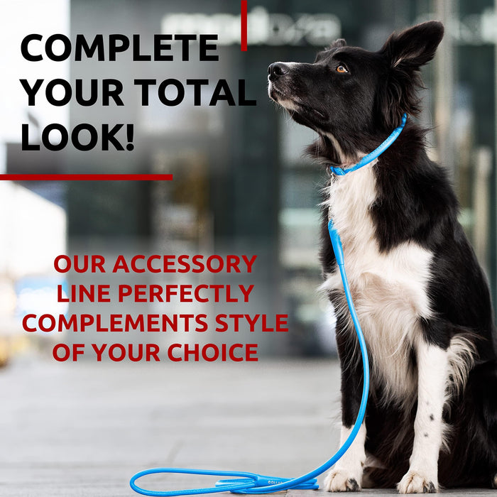 WAUDOG Rolled Leather Dog Leash 4Ft * 0.4 in for Small Medium and Large Dogs   Heavy Duty Leather Puppy Leash for Outdoor Walking Running Training   Strong Dog Leashes for Large Breed Dogs (Blue)