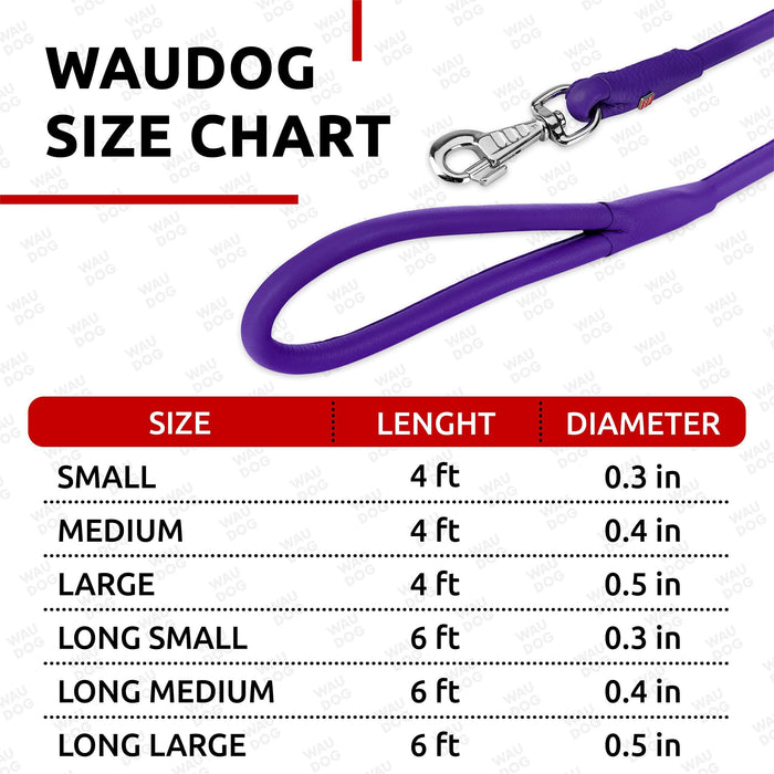 Rolled Leather Dog Leash 4Ft * 0.3 in for Small Medium and Large Dogs   Heavy Duty Leather Puppy Leash for Outdoor Walking Running Training   Strong Dog Leashes for Large Breed Dogs (Purple)