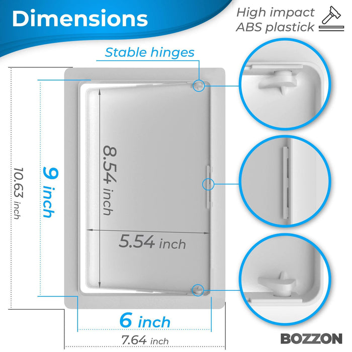 Access Panel for Drywall   6 x 9 inch   Wall Hole Cover   Access Door   Plumbing Access Panel for Drywall   Heavy Durable Plastic White