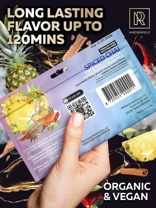 Spiced Chai Shisha Hookah Flavors Nicotine Free Herbal   3.5 ounce   100 Gram Hookah Shisha Tobacco Free Hookah Tobacco & Nicotine Free Shisha   Shisha Hookah Flavors (Pack of 1)